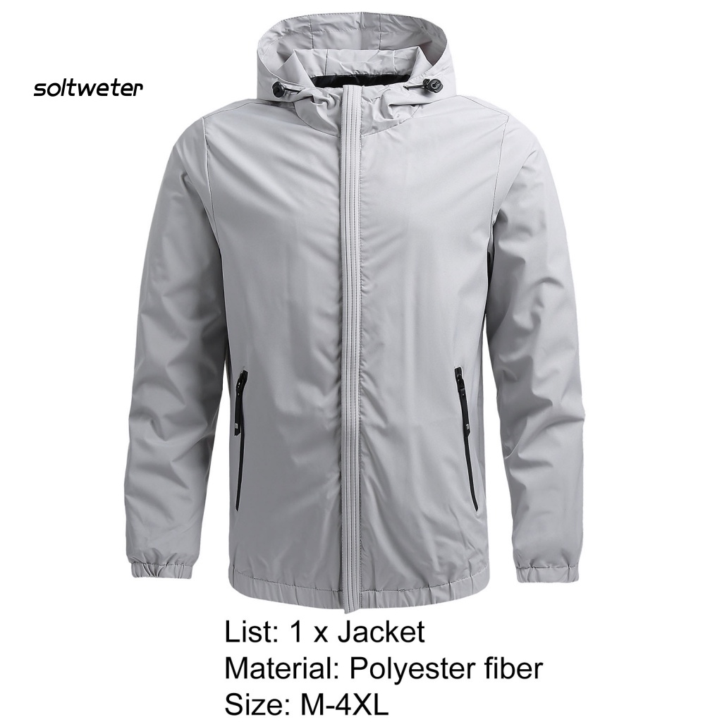 Áo Khoác Nam Dài Tay Có Nón Trùm Đầu Có Khóa Kéo Màu Sắc Trơn Phong Cách Đường Phố