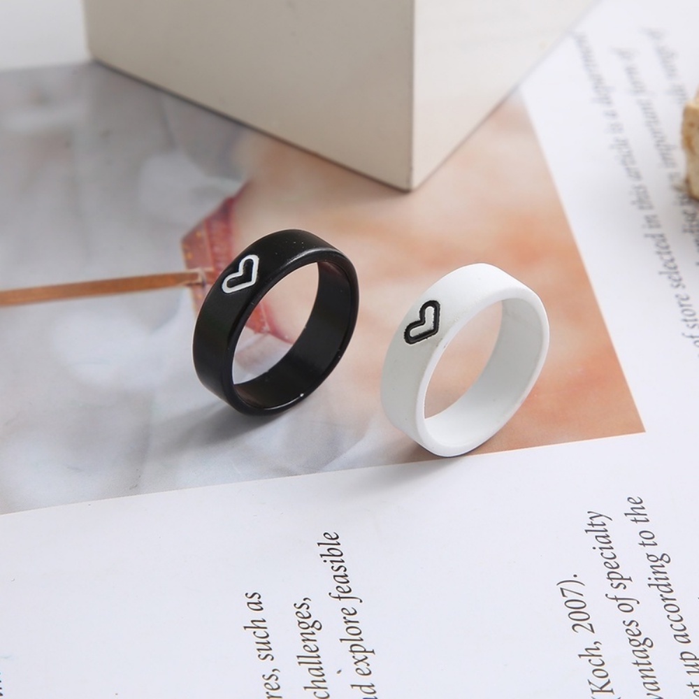 Nhẫn Cặp Màu Trắng Đen Đơn Giản Thời Trang Hàn Quốc