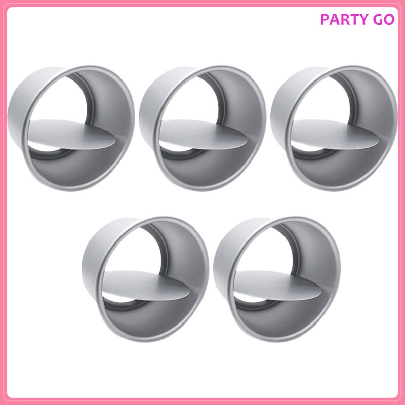 Bộ 5 Khuôn Làm Bánh Hình Tròn Bằng Hợp Kim Nhôm 11.5X11.5CM