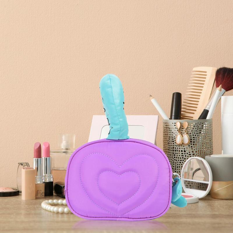 [Fenteer1] Túi Đựng Mỹ Phẩm / Đồ Trang Điểm Đa Năng Họa Tiết Trái Tim Trang Trí Thời Thượng Cho