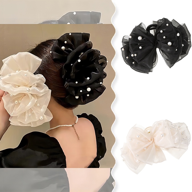 Kẹp tóc HAIMEIKANG phối đính ngọc trai bằng nhựa cỡ lớn thiết kế tinh tế thời trang cho nữ