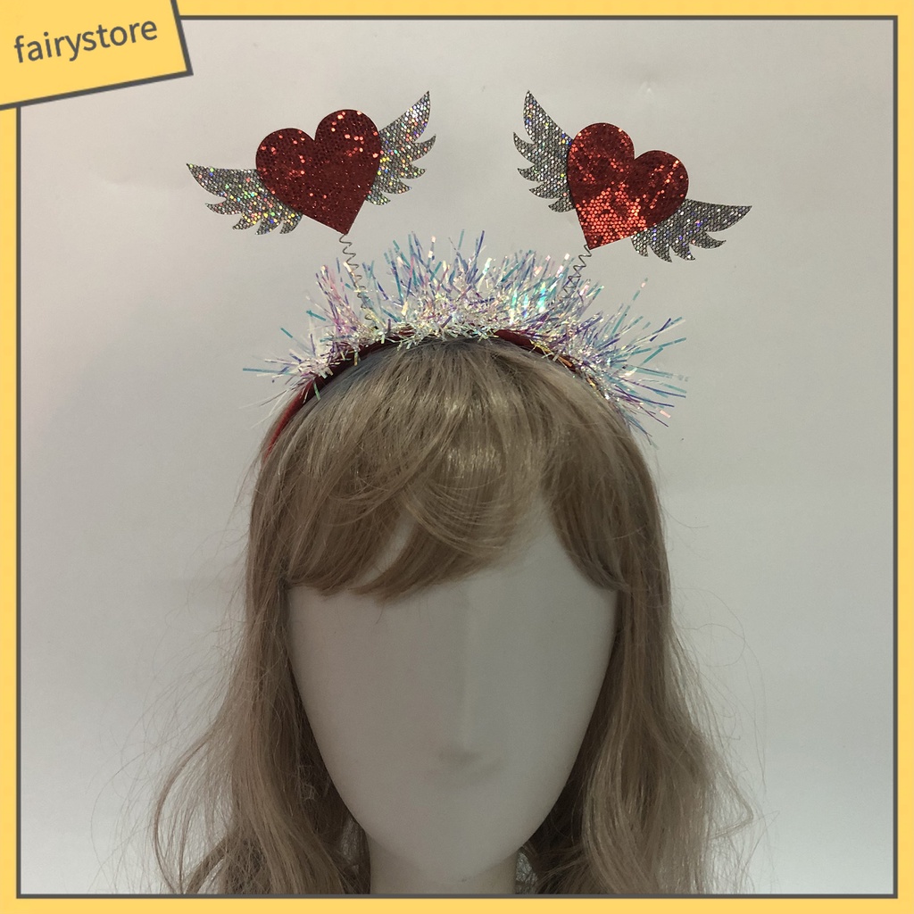 [FRO] Băng Đô Đính Kim Sa Hình Trái Tim Màu Tương Phản Đàn Hồi Chống Trượt Làm Quà Tặng Ngày Valentines