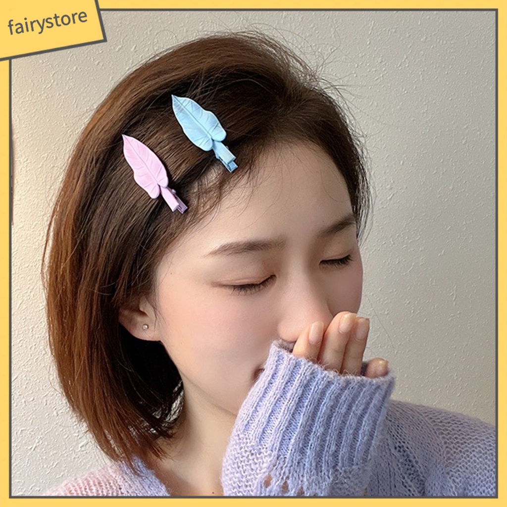 Kẹp Tóc Hình Chiếc Lá Bằng Thép Không Gỉ Chống Trầy Xước Dễ Thương Xinh Xắn