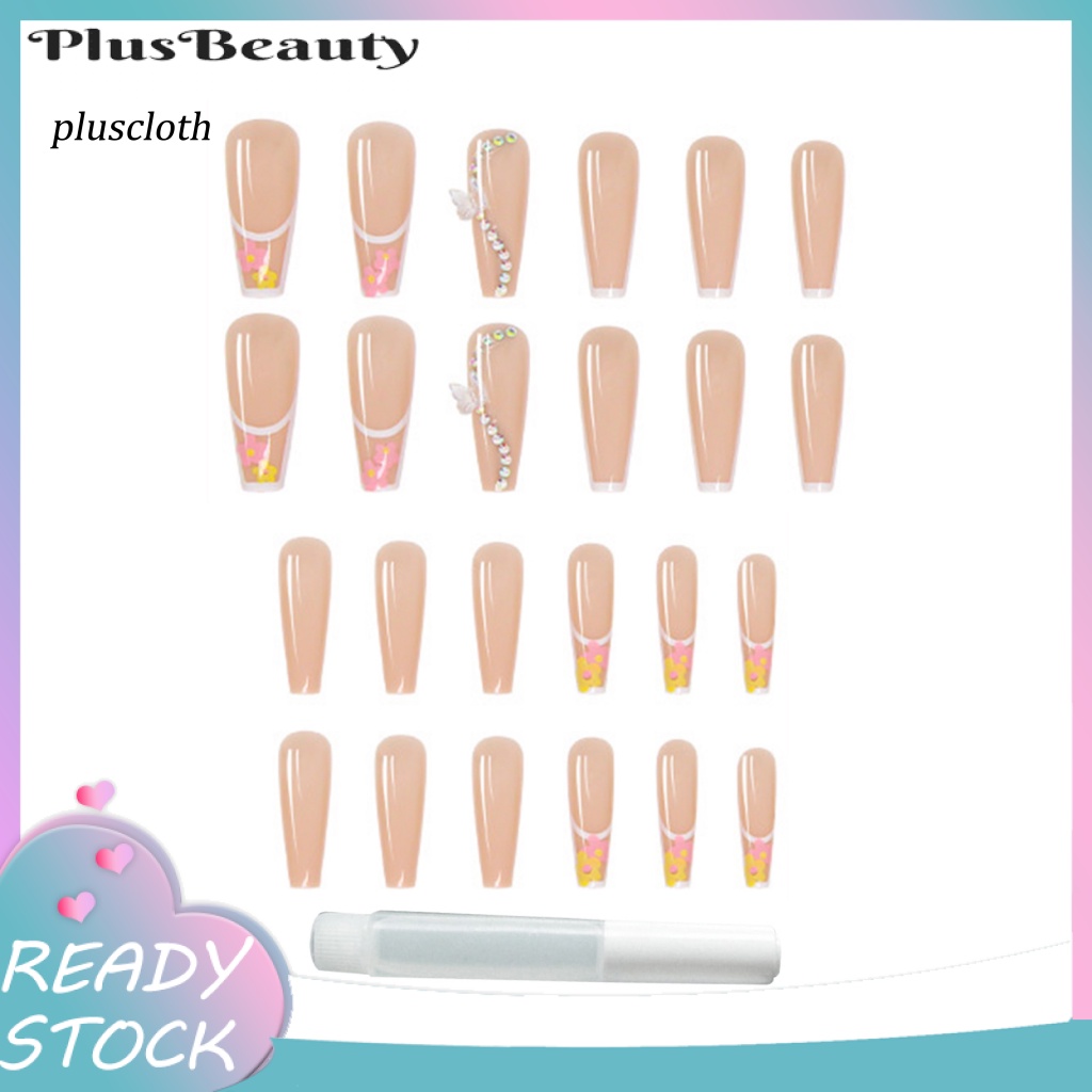 1 Bộ Móng Tay Giả Dạng Nhấn Kèm Keo Dán Có Thể Tháo Rời Cho Salon