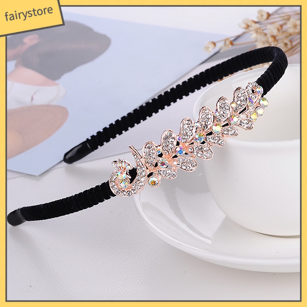 Băng Đô Cài Tóc Đính Đá Chống Trượt Phong Cách Thanh Lịch Dành Cho Nữ