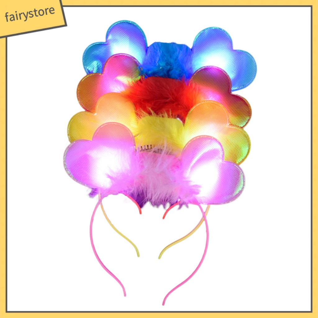 1 Bộ Băng Đô Cài Tóc Hình Trái Tim Có Đèn LED Phát Sáng Trang Trí Tiệc Năm Mới