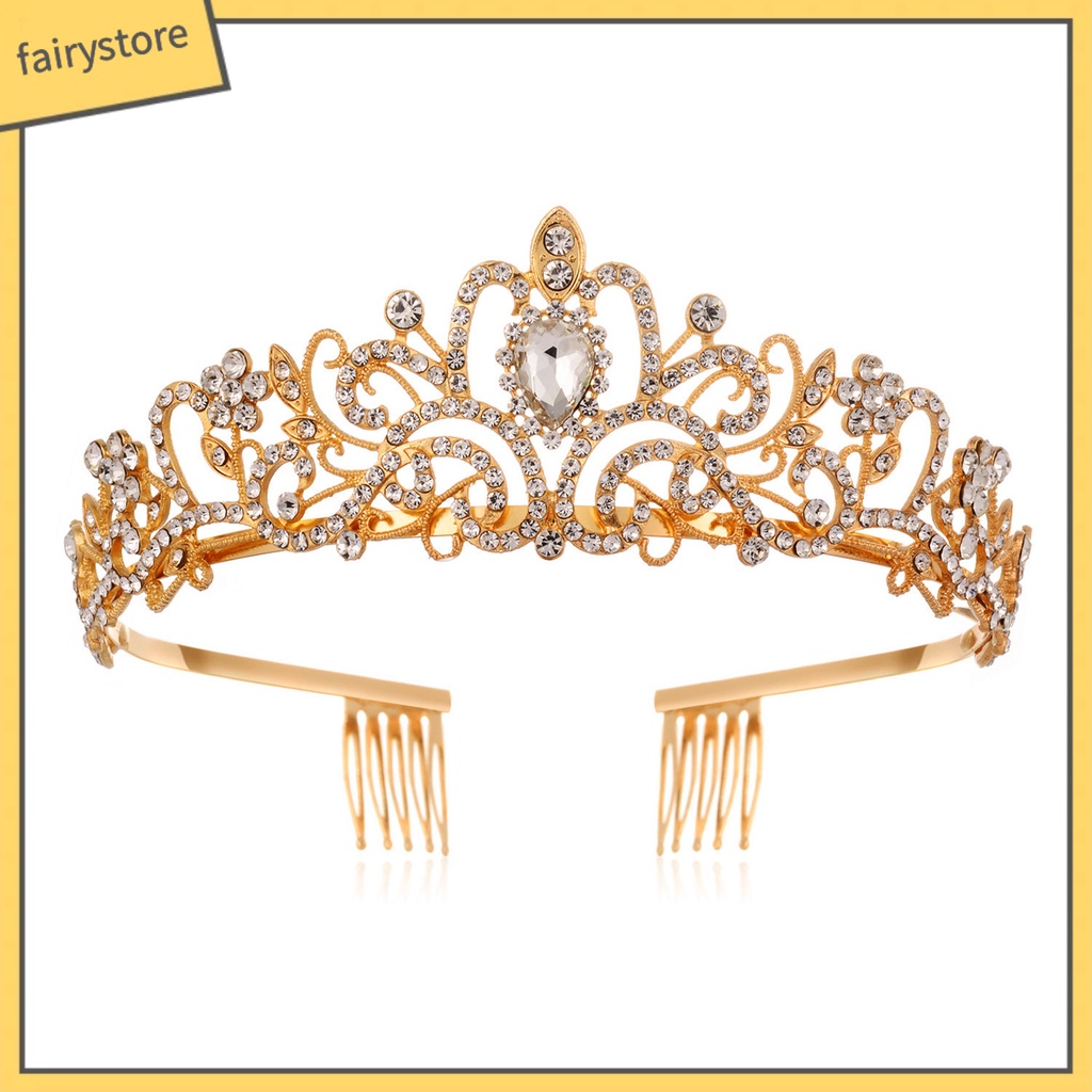 Vương Miện Cài Tóc Đính Đá Phong Cách Vintage Cho Cô Dâu