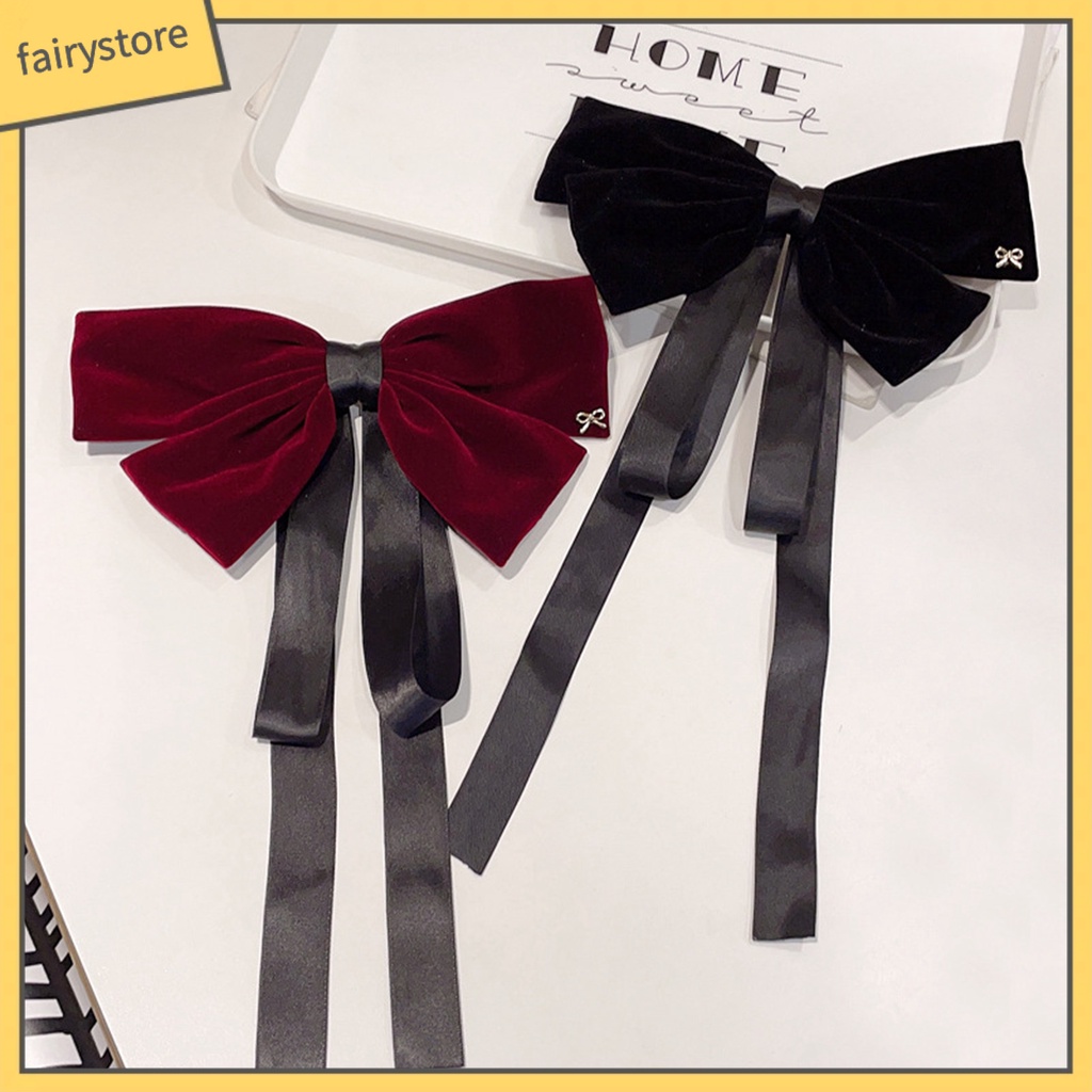 Kẹp Tóc Đính Nơ Vải Nhung Phối Tua Rua Chống Trượt Xinh Xắn Cho Bé Gái