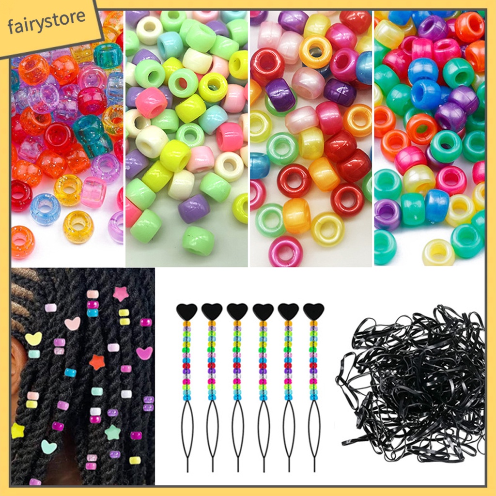 1 Bộ Hạt Xỏ Vòng Tay / Dây Thun Nhiều Màu Dùng Làm Trang Sức Nghệ Thuật