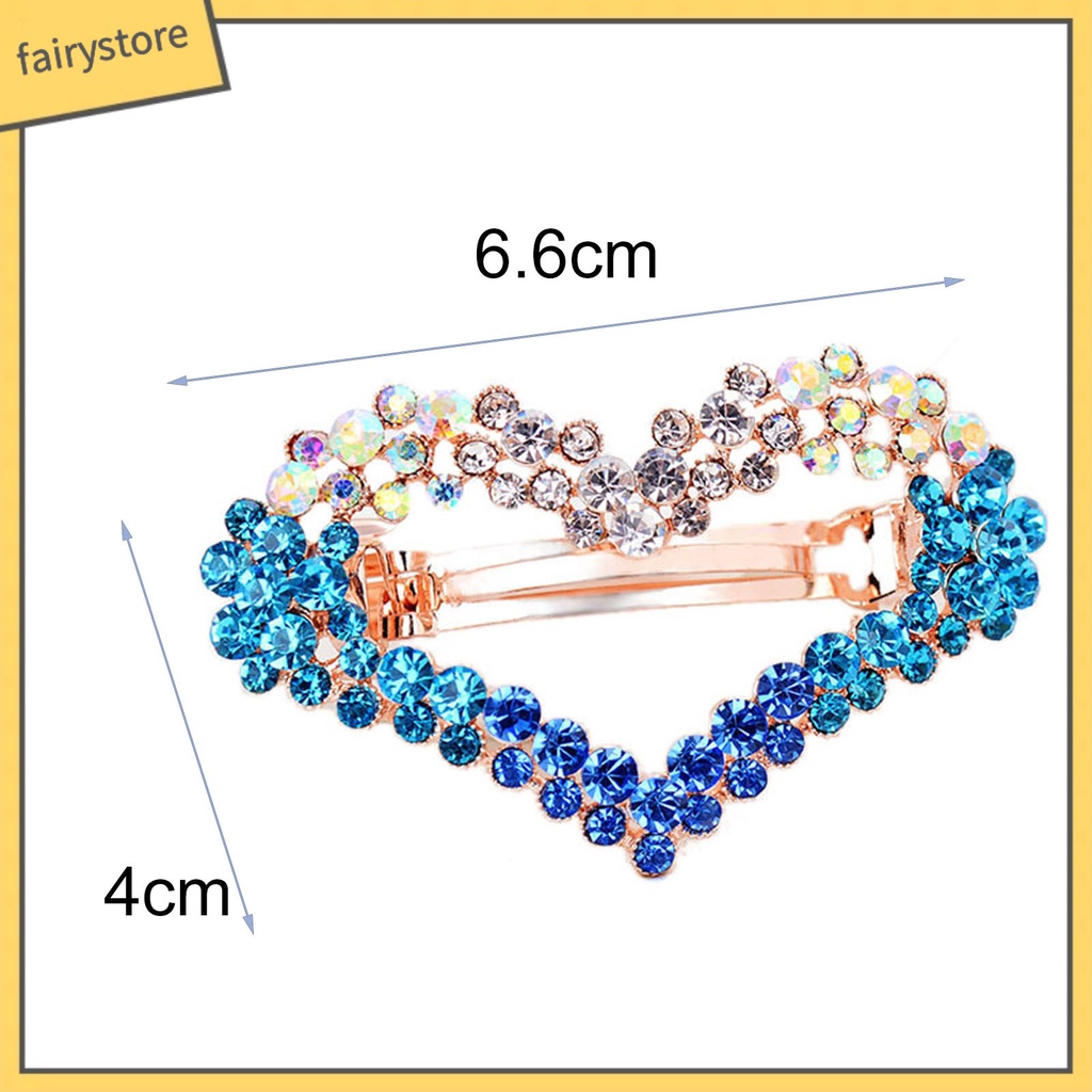 Kẹp Tóc Hình Trái Tim Đính Đá Bằng Hợp Kim Màu Sắc Gradient
