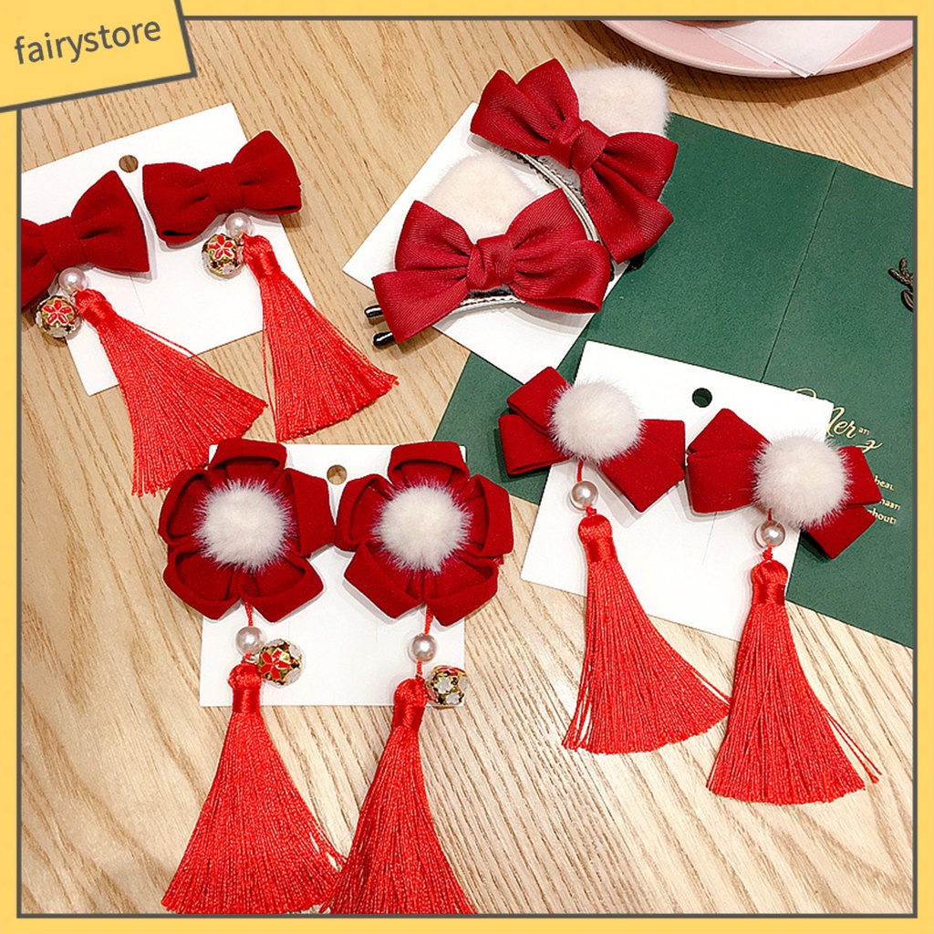 1 Cặp Kẹp Tóc Tua Rua Phong Cách Trung Hoa Cổ Điển Cho Bé Chụp Ảnh