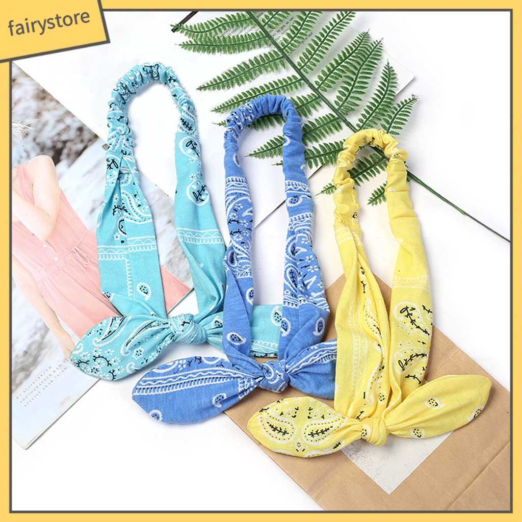 Băng Đô Cài Tóc Rửa Mặt Co Giãn Tốt Thắt Nơ In Họa Tiết Phong Cách Hàn Quốc Cho Nữ