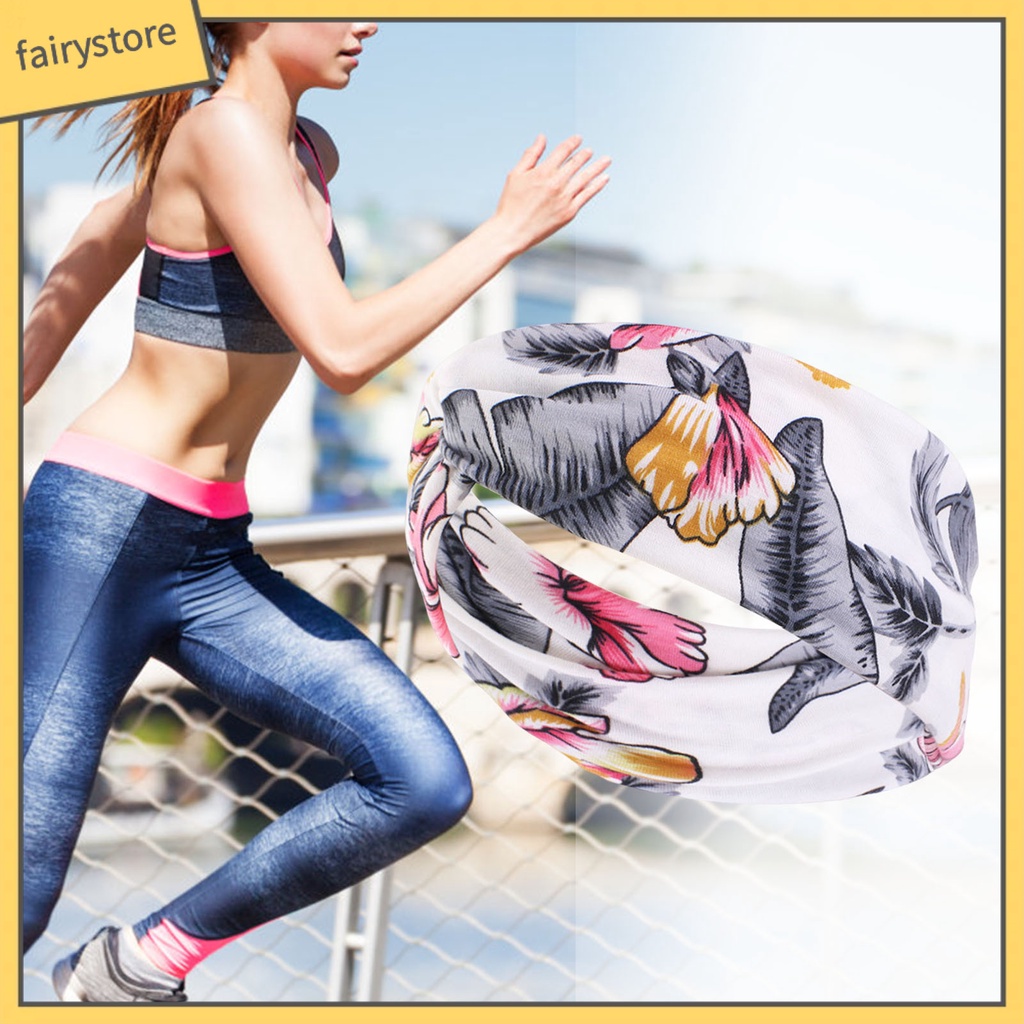 [FRO] Băng Đô Thể Thao Thắt Nơ Bản Rộng Thoáng Khí In Họa Tiết Hoa Phong Cách Đồng Quê Cho Nữ