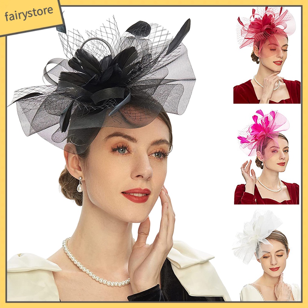 Băng Đô Cài Tóc Đính Lông Vũ Thời Trang Cho Cô Dâu