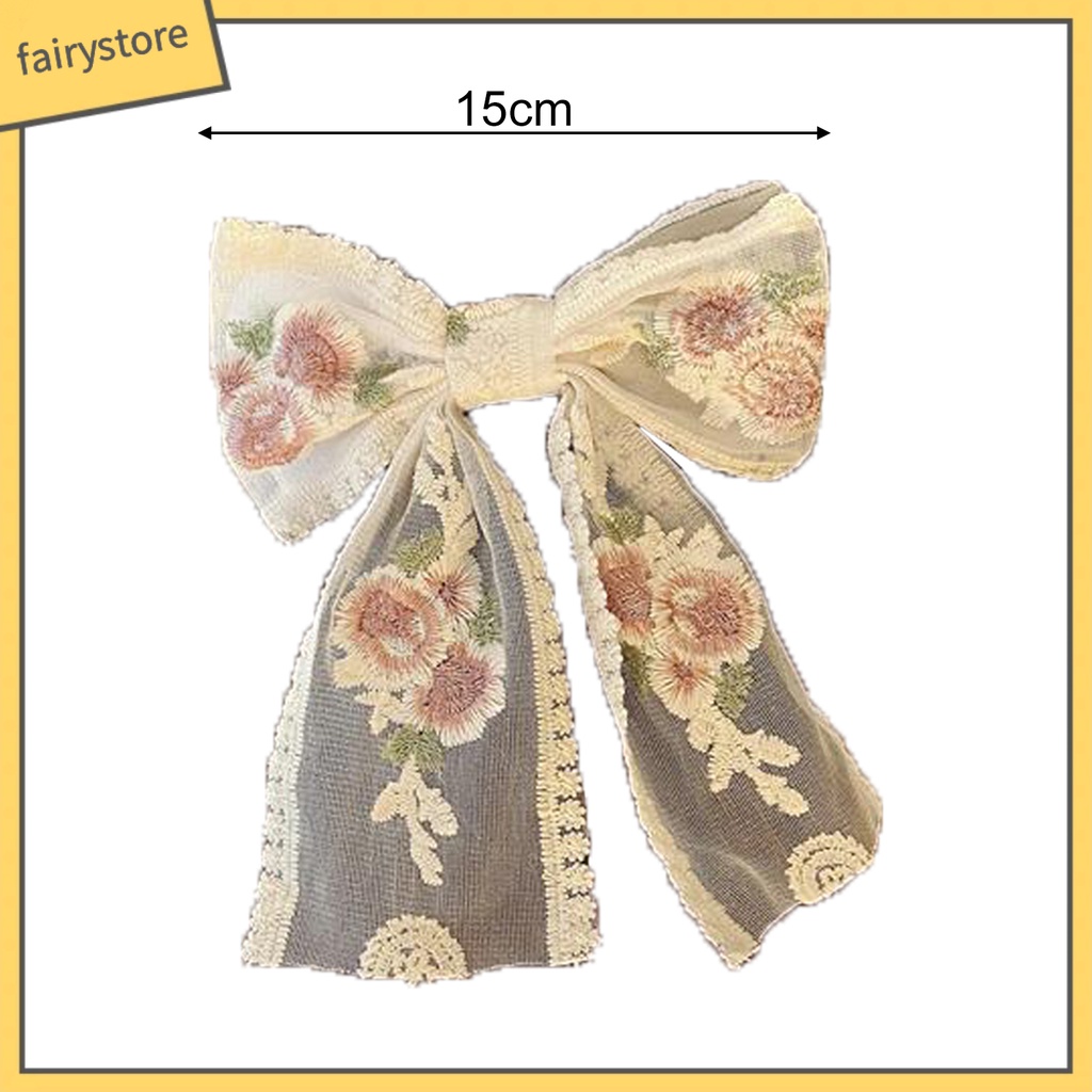 Kẹp Tóc Hình Nơ Ren Tinh Tế Chống Mòn Cho Nữ