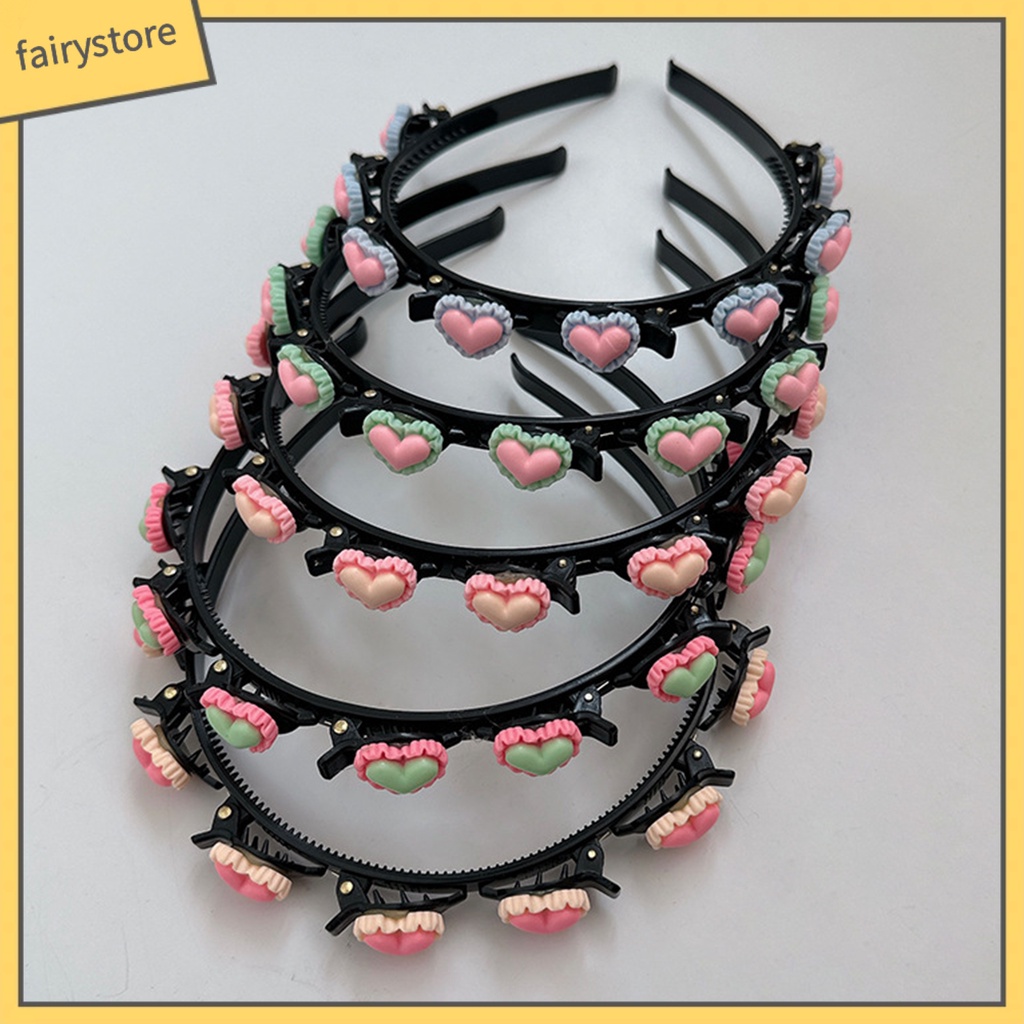 Băng đô cài tóc rửa mặt Co Giãn Chống Trượt Màu Sắc Tương Phản Trang Trí Trái Tim Cho Nữ