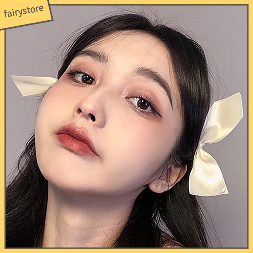 Kẹp Tóc Hình Nơ Co Giãn Màu Trơn Đơn Giản Dành Cho Nữ