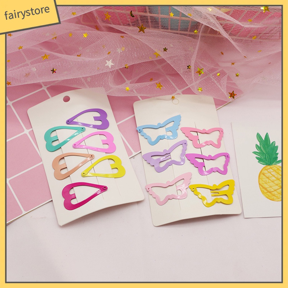 Set 6 Kẹp Tóc Hình Ngôi Sao / Trái Tim Màu Sắc Kẹo Ngọt Dành Cho Bé Gái