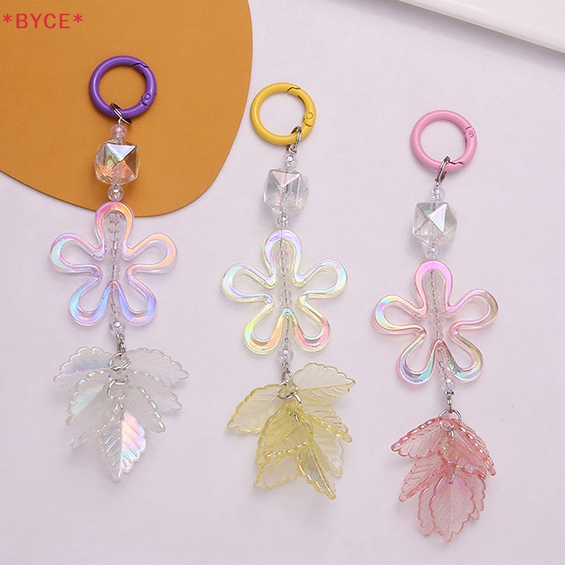 Móc Chìa Khóa Xe Hơi Bằng Acrylic Họa Tiết Hoa Năm Cánh Sáng Tạo Màu Sắc Thời Trang Mới