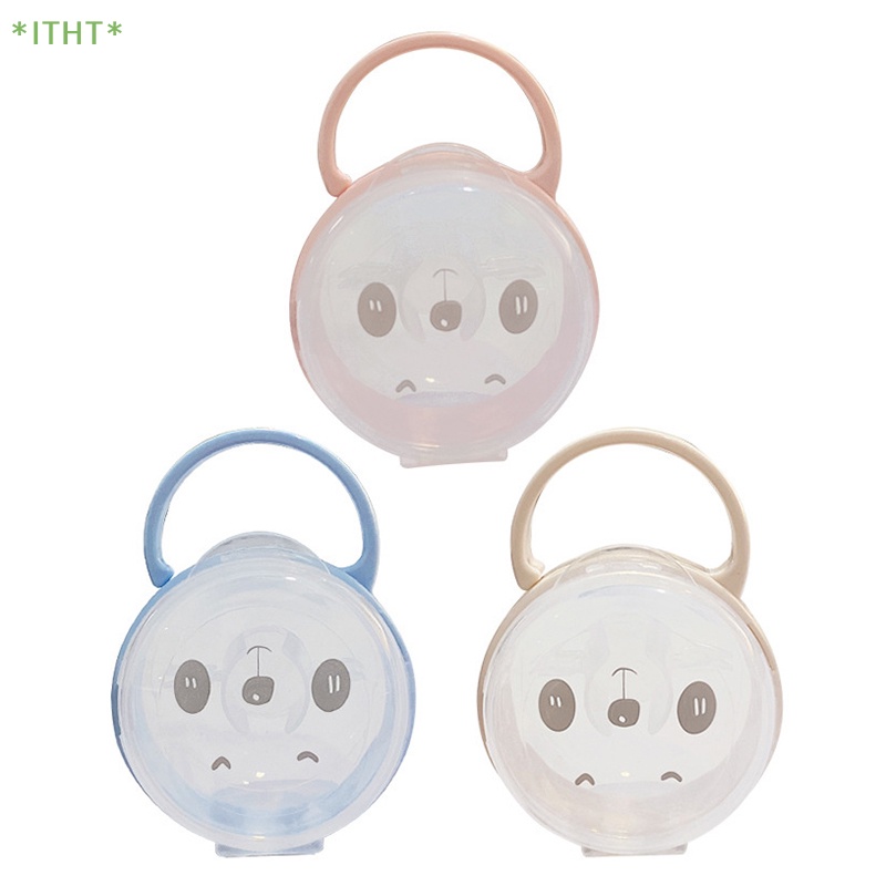 Núm Ti Giả Trong Suốt Chống Bụi Có Tay Cầm Họa Tiết Hoạt Hình Cho Bé Mới