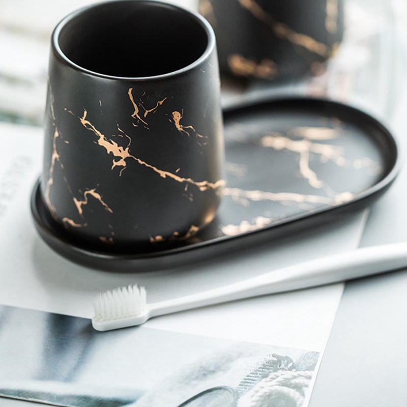 Cốc Đánh Răng Bằng Sứ Hình Oval Trang Trí Phòng Tắm