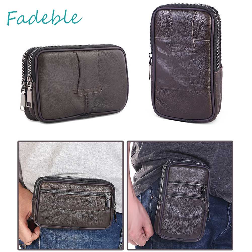 Túi Đeo Hông Mini Bằng Da Bò Màu Trơn Thời Trang Cho Nam