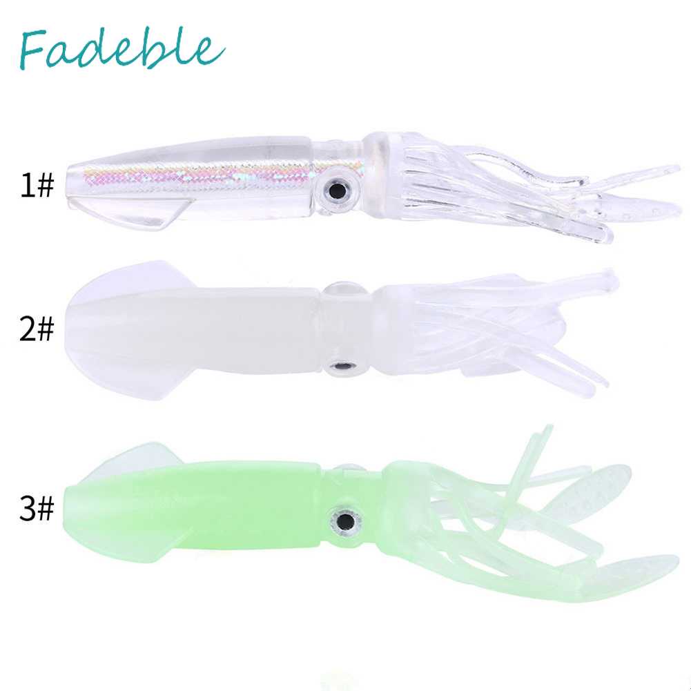 Set 5 Mồi Câu Cá Giả Hình Con Mực Dạ Quang 10cm 8g Mềm Mại