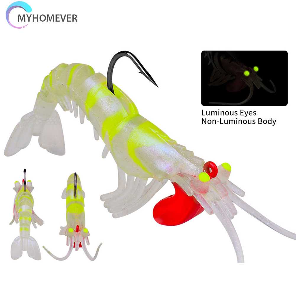 Mồi Câu Cá Giả Hình Tôm Dạ Quang Mềm Mại Kích Thước 7.3cm 6g