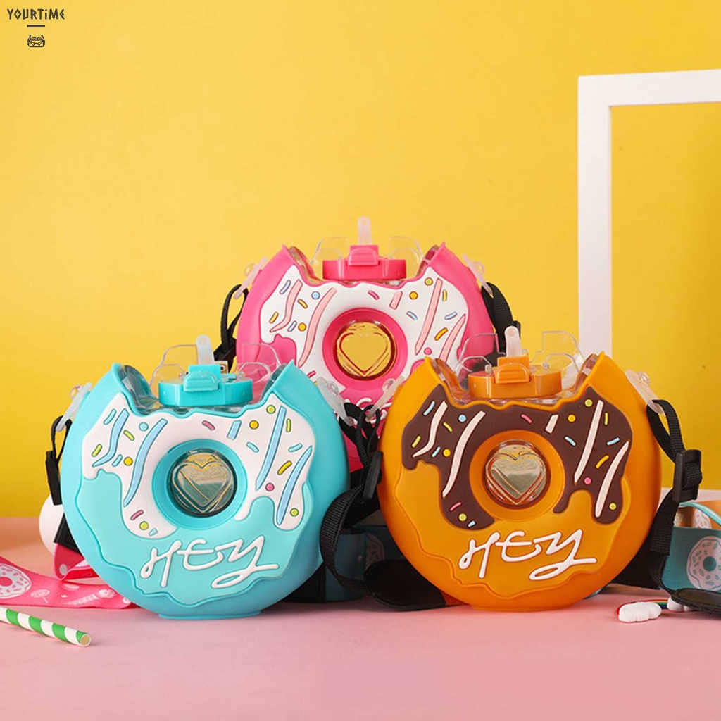 Bình Nước Nhựa 380ml Hình Bánh Donut Dễ Thương
