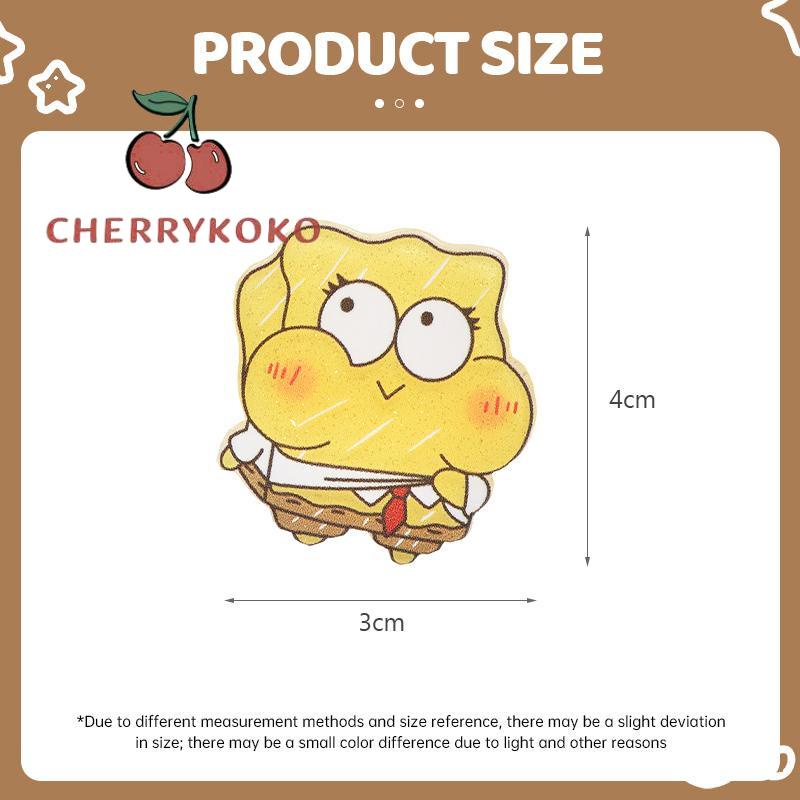🍒🍒CHERRYKOKO Kẹp Tóc Hình Spongebob Bằng Acrylic Xinh Xắn Cho Nữ