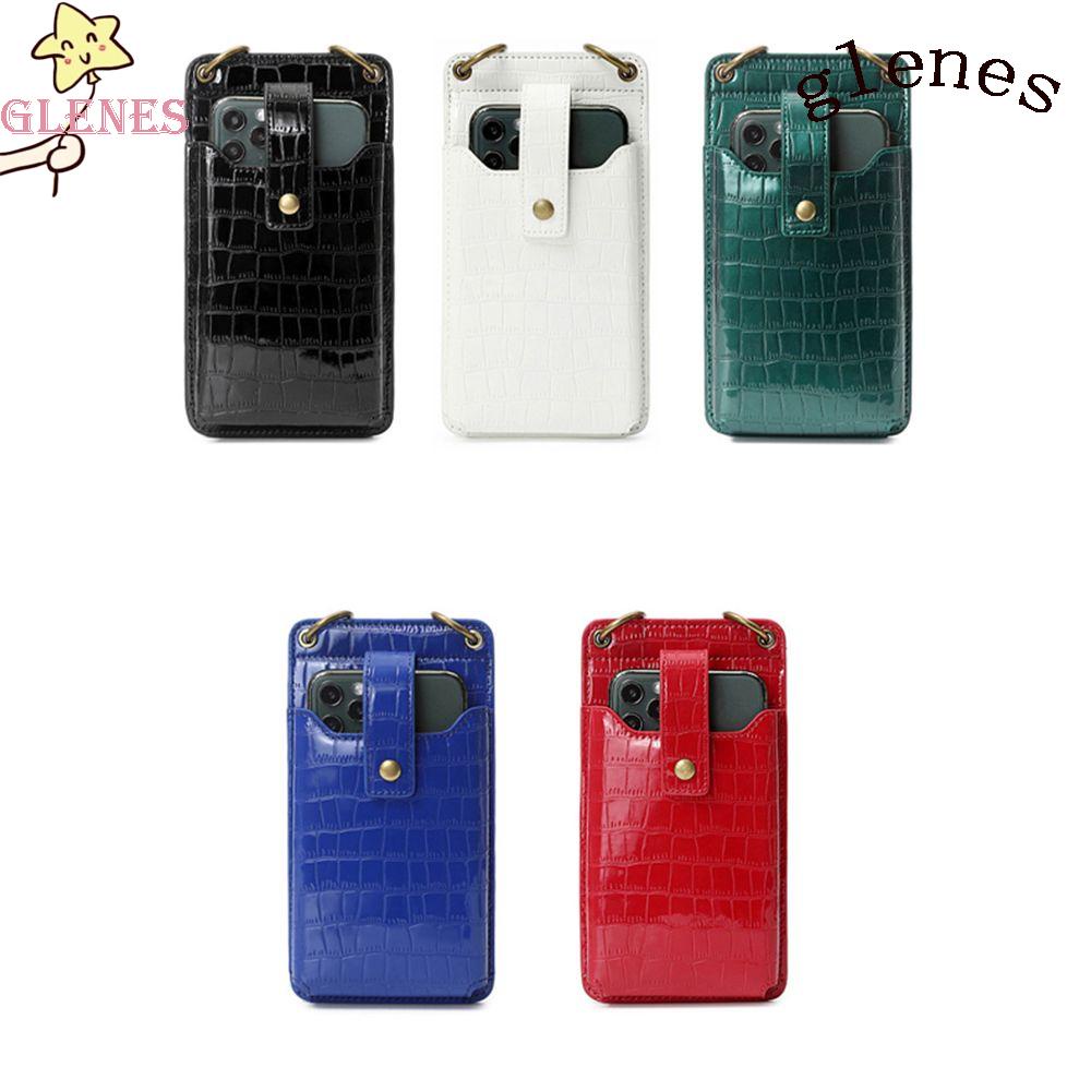 Glees 1 Túi Da Đựng Điện Thoại / Tiền Xu Đa Năng Màu Trắng Trơn Cho Nữ