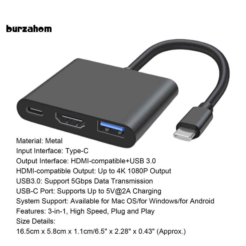 Bộ Chia Cổng USB 3.0 PD Sạc Nhanh 4K 1080P Đầu Ra USB-C Sang HDMI Cho Văn Phòng