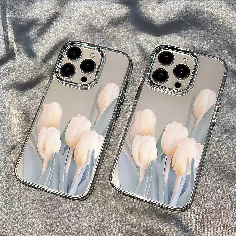 ✅Ốp Điện Thoại Mềm Chống Sốc Hình Hoa Tulip Cho Iphone127 13 plus14pro 11 / 8 D2O9
