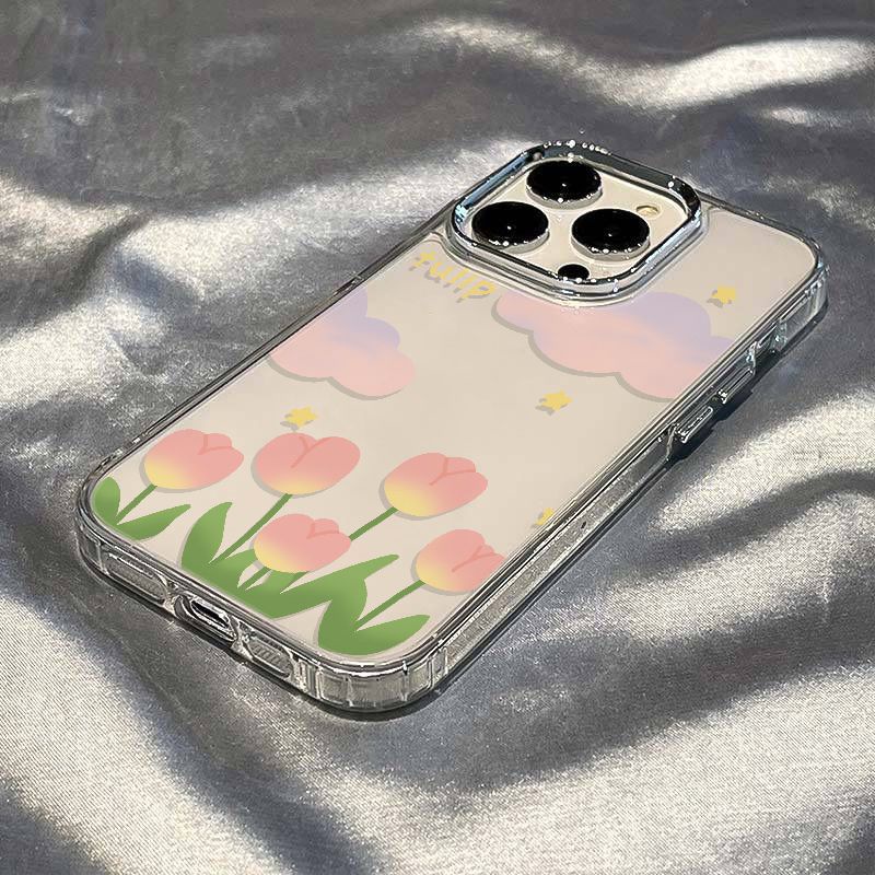 ✅Ốp Điện Thoại Mềm Chống Sốc Họa Tiết Hoa Tulip Cho Apple Iphone 12711In Style / 14pro 8P 13max RU4R