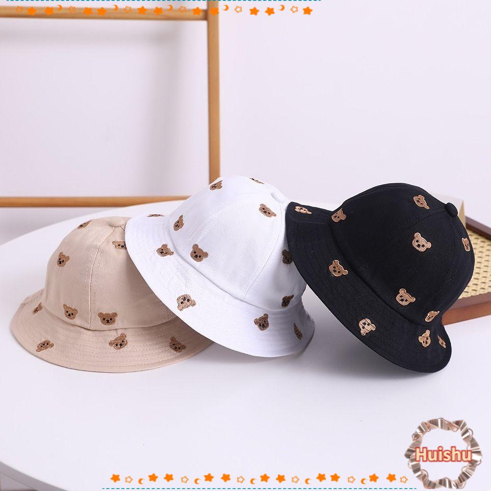 Mũ Bucket Thêu Hình Gấu Dễ Thương Cho Bé