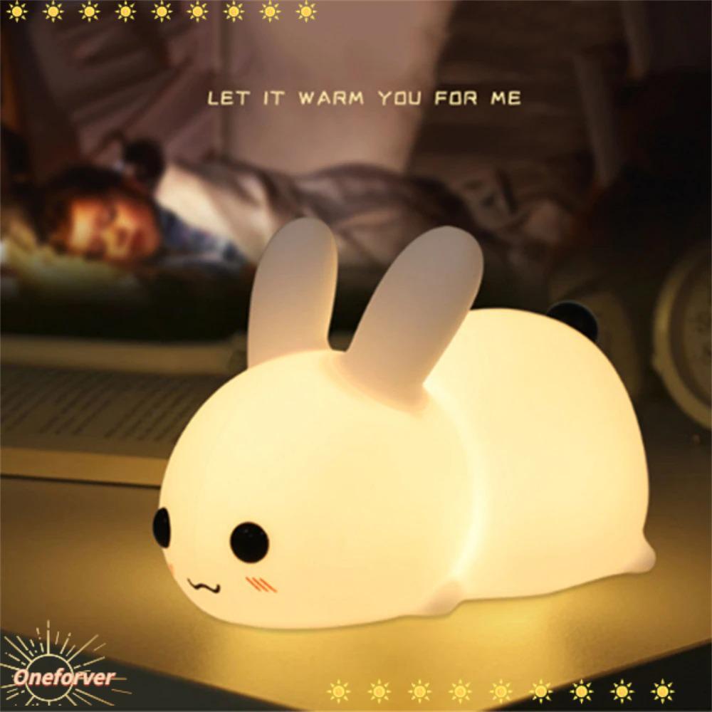 Đèn Ngủ Silicone Hình Thỏ Đáng Yêu Sạc USB 16 Màu Tùy Chọn