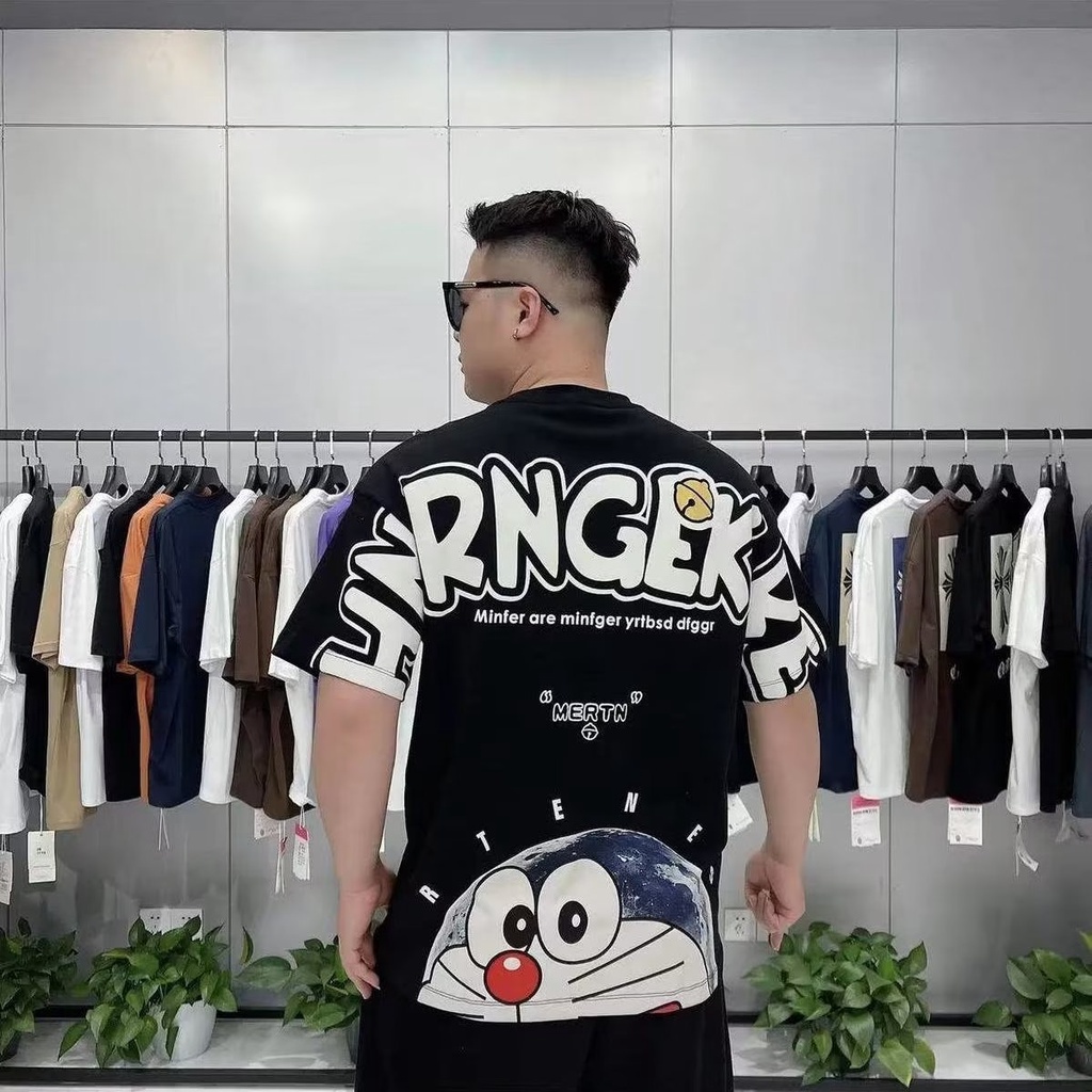 Áo Thun 100% Cotton Tay Ngắn Cổ Tròn In Họa Tiết Hoạt Hình Thời Trang Mùa Hè Cho Nam