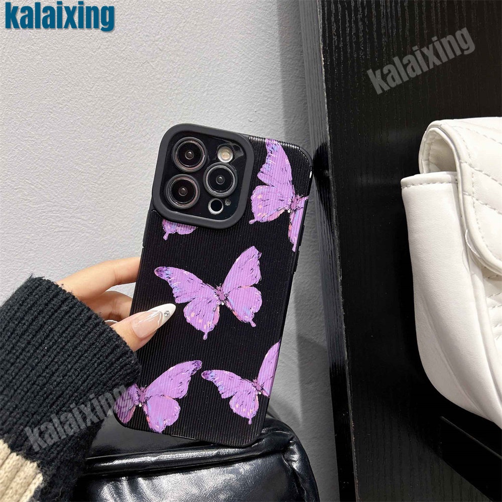 Ốp Điện Thoại Dẻo Viền Đen Họa Tiết Bươm Bướm Cho iPhone 11 12 13 14 Pro Max 14 Plus Xs Max X XR 7 8 Plus