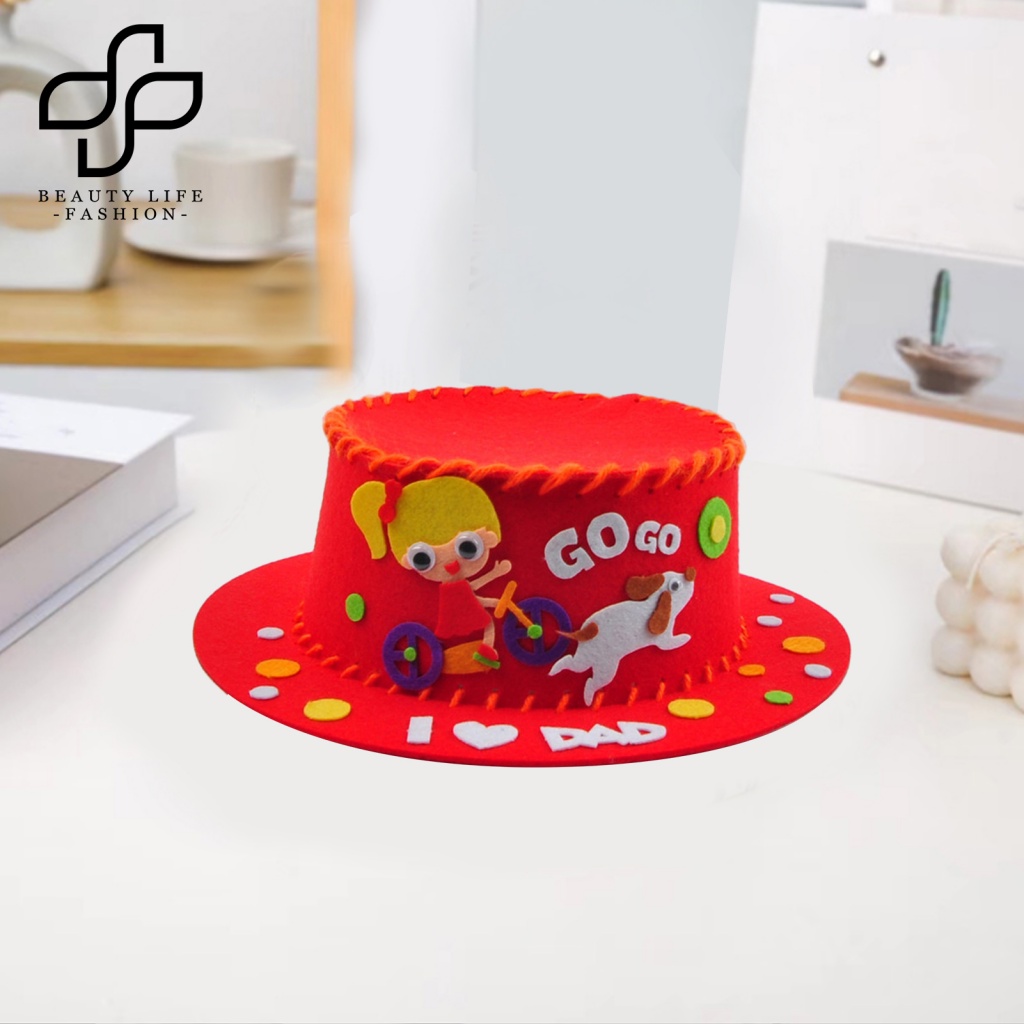 Beautylifefashion Bộ Nón Vải Không Dệt Màu Trơn In Chữ Hoạt Hình Vui Nhộn Cho Bé Làm Quà Tặng Ngày Của Cha
