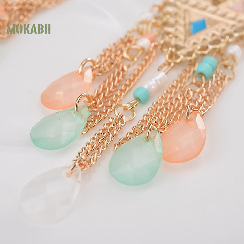 1 Cặp Bông Tai Dáng Dài Đính Pha Lê Lấp Lánh Thời Trang Cho Nữ