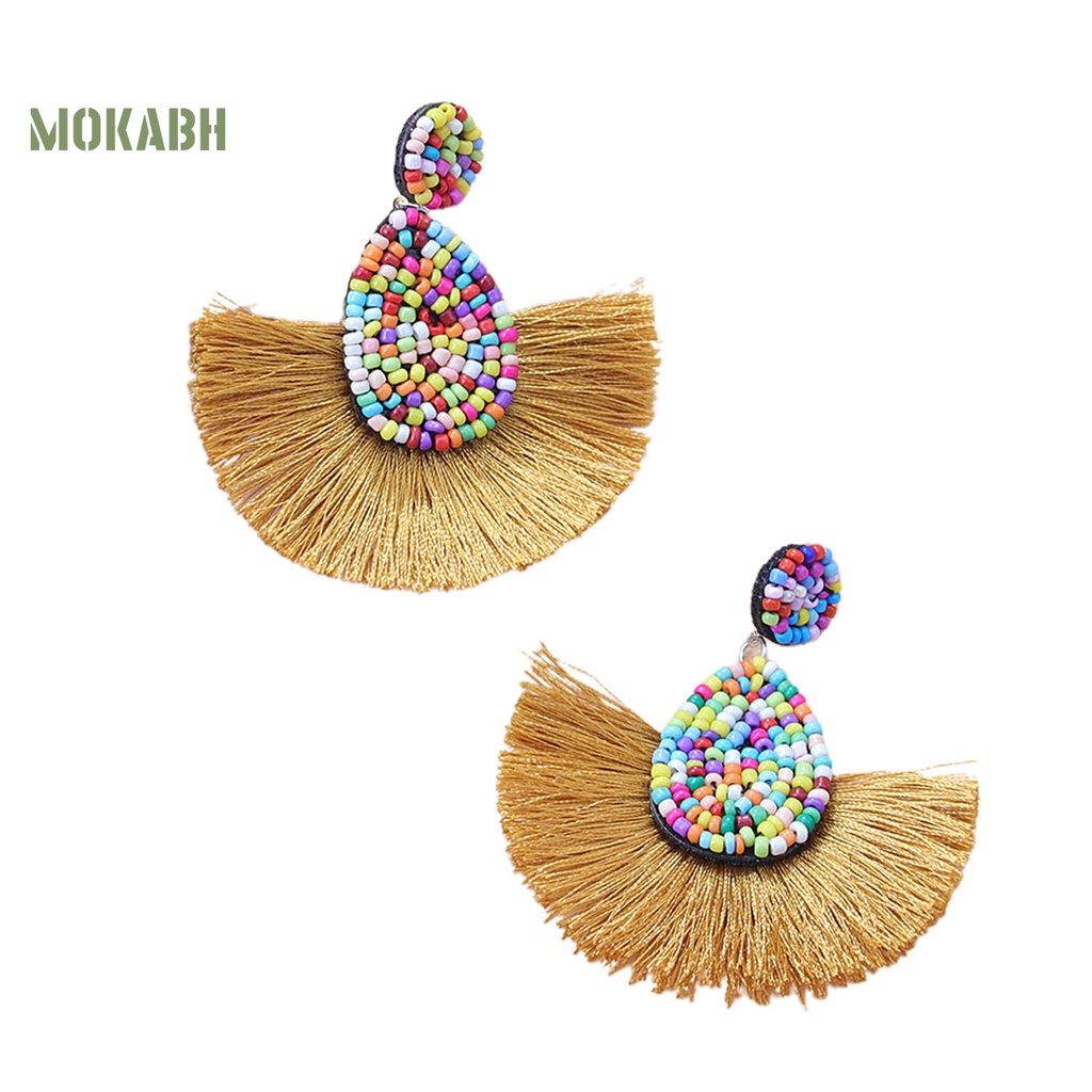 1 Cặp Bông Tai Hình Quạt Phong Cách Bohemia Gọn Nhẹ