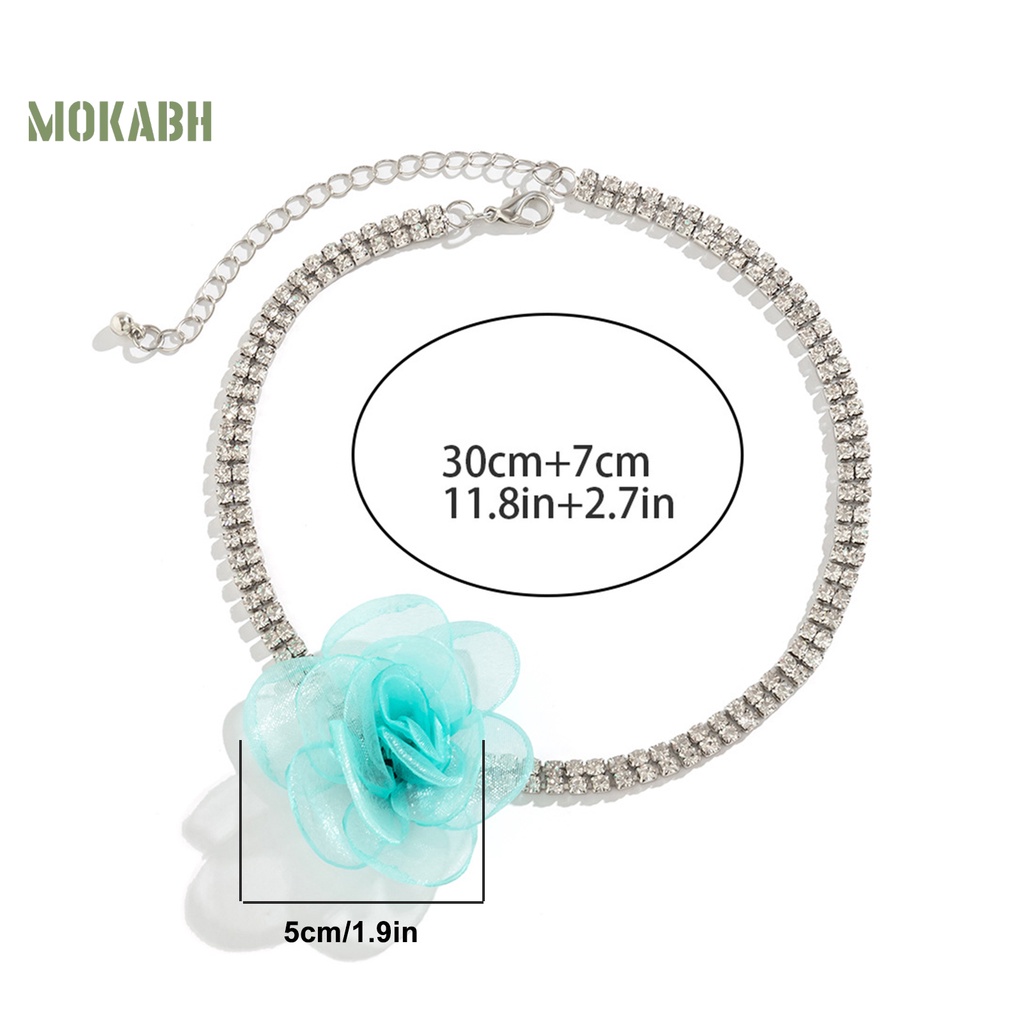 Vòng Cổ Choker Nối Dài Đính Đá Hình Hoa Hồng Lấp Lánh Có Thể Điều Chỉnh Cho Nữ