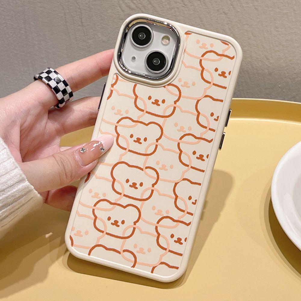 Ốp Điện Thoại TPU Mềm Chống Sốc Mạ Điện In Hình Gấu Hoạt Hình Dễ Thương Bảo Vệ Ống Kính Máy Ảnh Cho IPhone 11 14 13 12 Pro Max