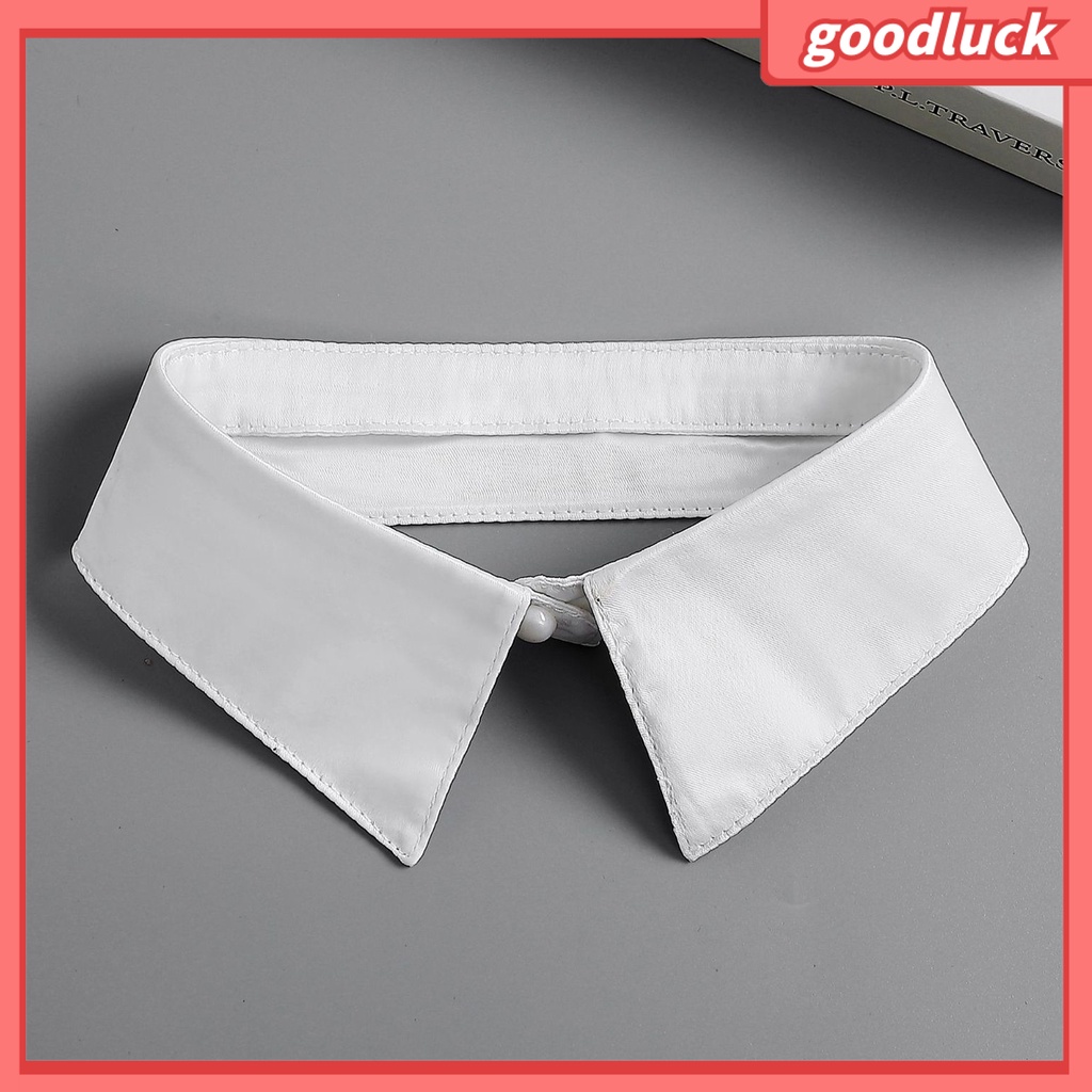 Cổ Áo Sơ Mi Giả Mỏng Màu Trơn Đính Nút Ngọc Trai Nhân Tạo Có Thể Tháo Rời