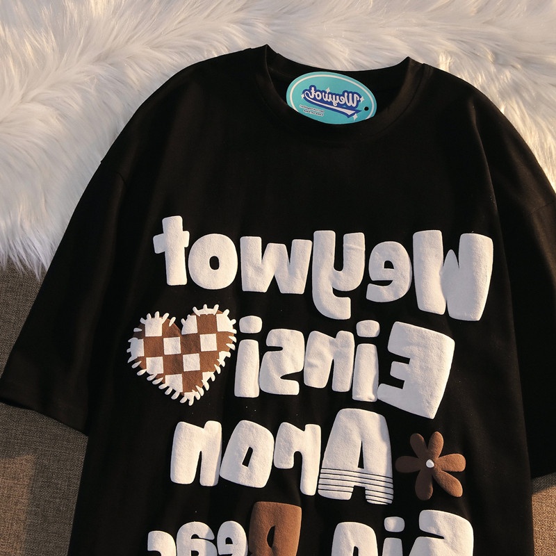 Áo Thun Tay Ngắn Dáng Rộng Phong Cách Hip Hop Âu Mỹ Thời Trang Mùa Hè Cho Cặp Đôi