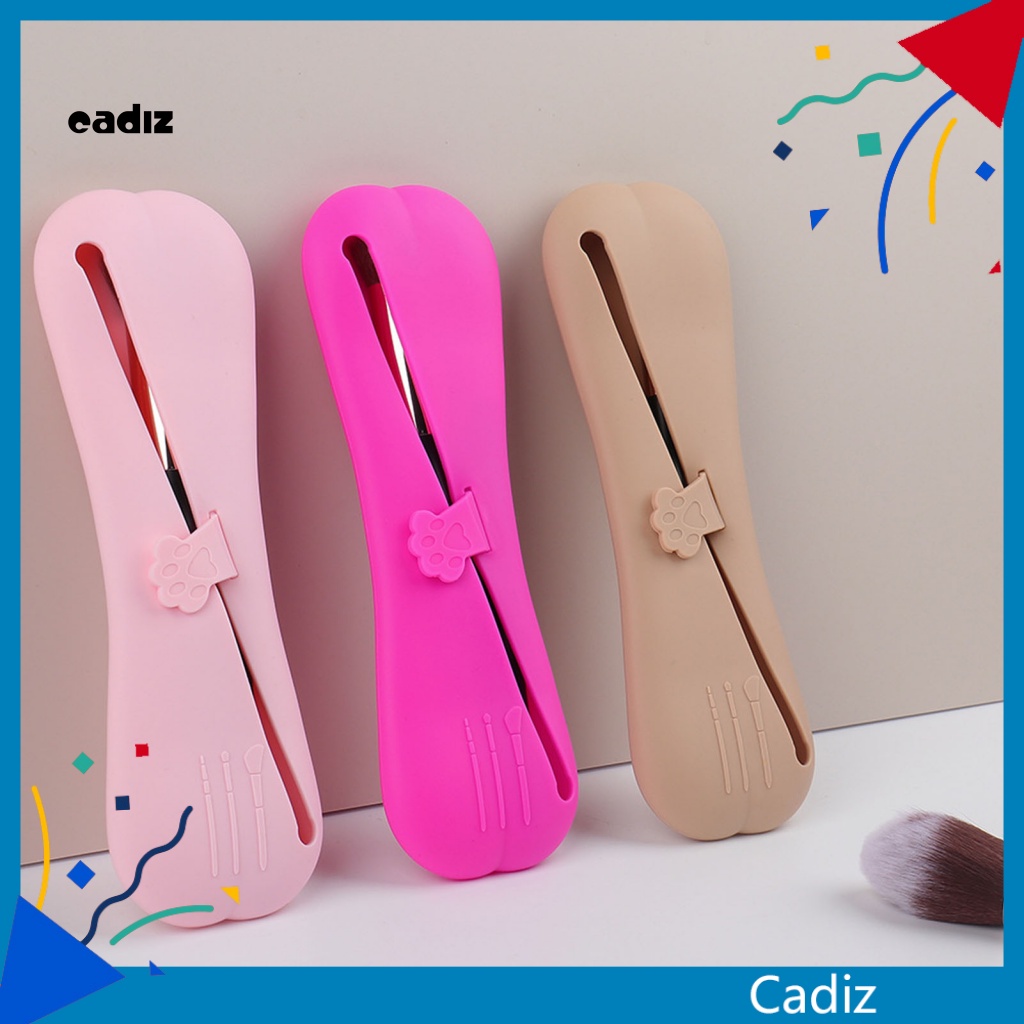 Túi Đựng Cọ Trang Điểm CADI Bằng Silicon Mềm Dung Tích Lớn Chống Bụi Chống Rơi Hình Dấu Chân Mèo