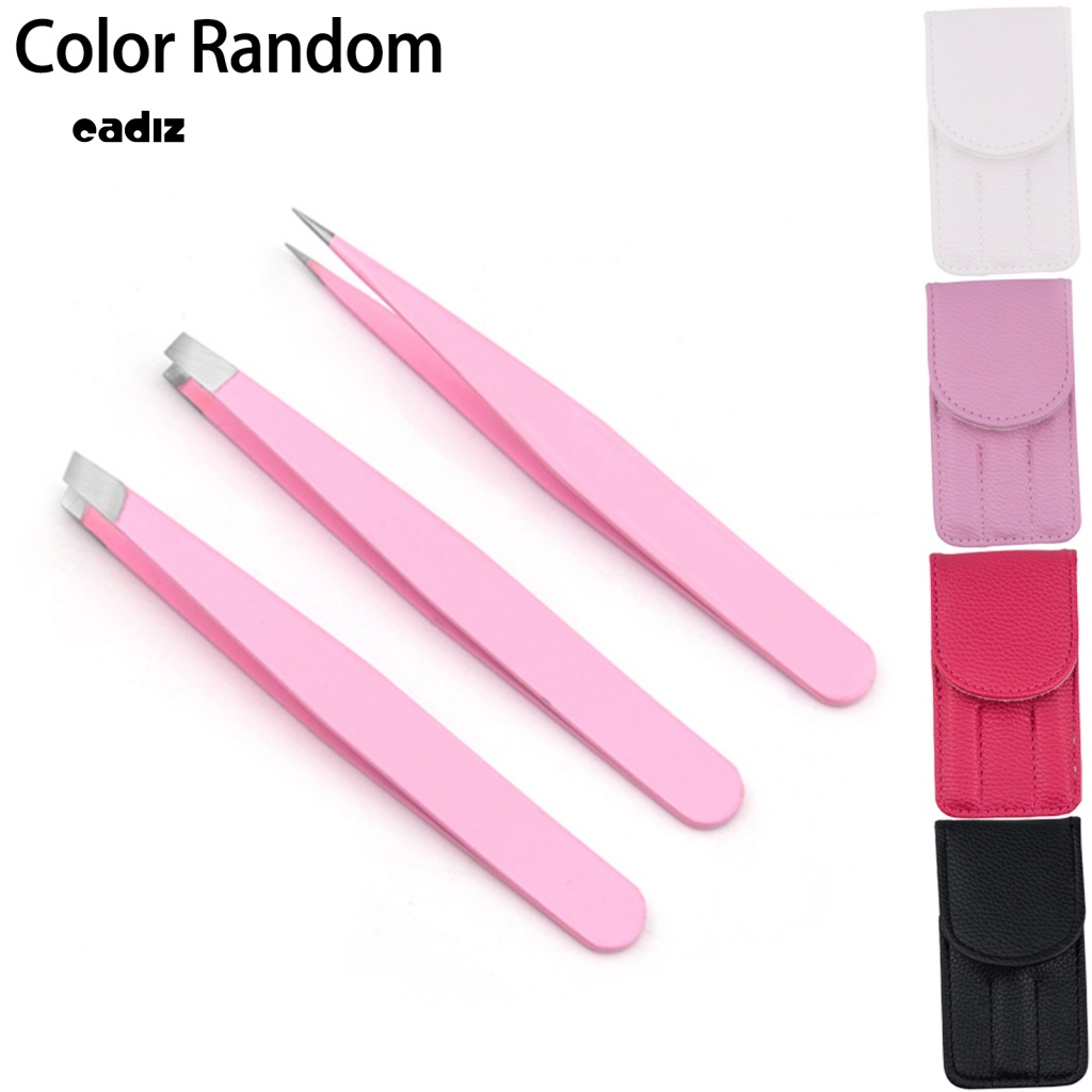 Bộ 3 Nhíp Tỉa Lông Mày / Lông Mi Giả Bằng Thép Không Gỉ Đa Năng Tiện Dụng