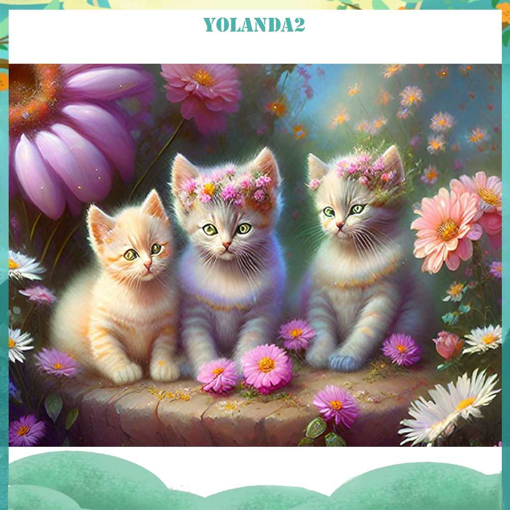 Tranh Đính Đá Kim Cương Toàn Bộ 5D DIY Hình Vẽ Mèo Trang Trí Nhà Cửa