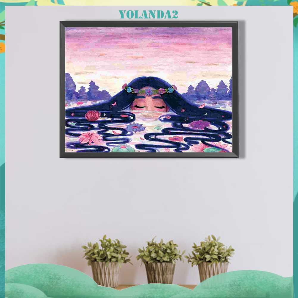 Tranh Đính Đá Kim Cương Toàn Bộ 5D DIY Hình Vẽ Cô Gái Trang Trí Nhà Cửa