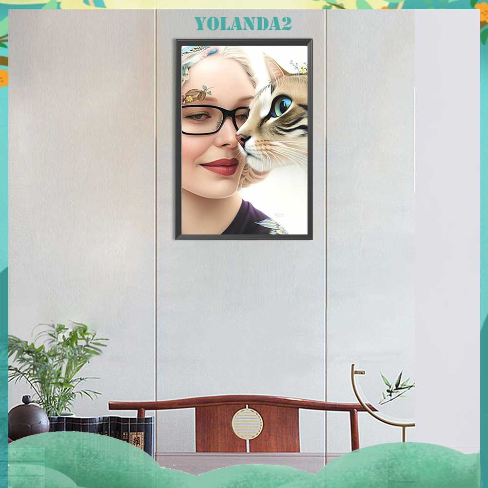 Tranh Đính Đá Kim Cương Toàn Bộ 5D DIY Hình Vẽ Mèo Trang Trí Nhà Cửa